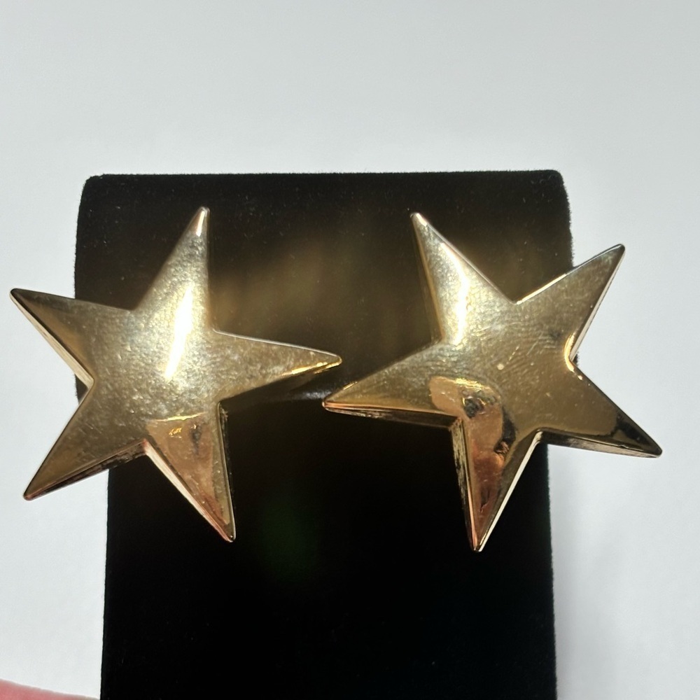 Gold tone large pierced earrings